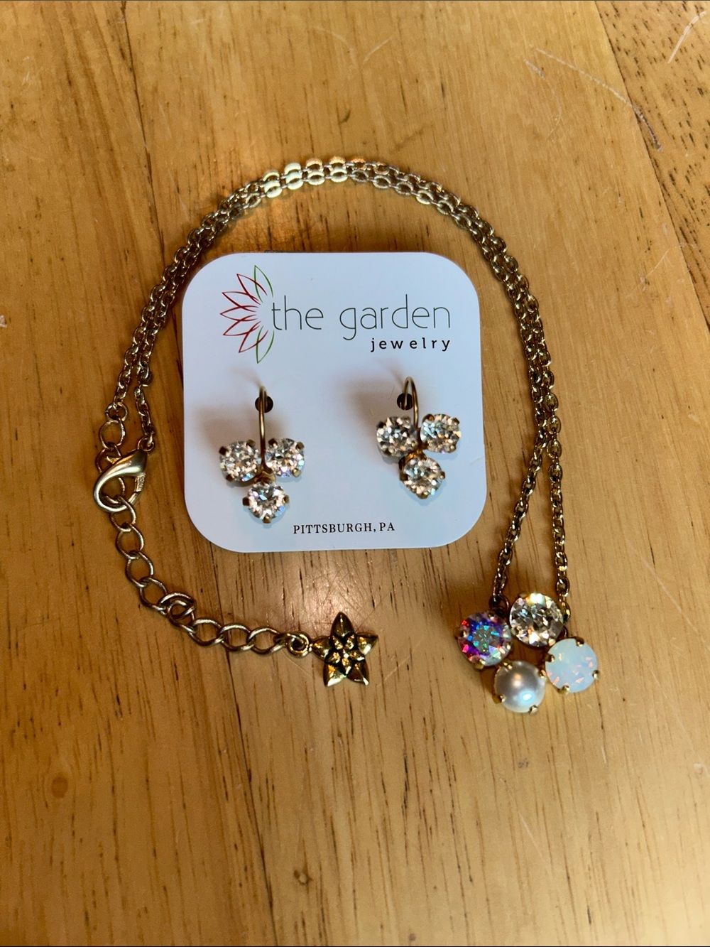 The Garden Jewelry Gold-Tone Swarovski Crystal Cluster Necklace and Earrings Set